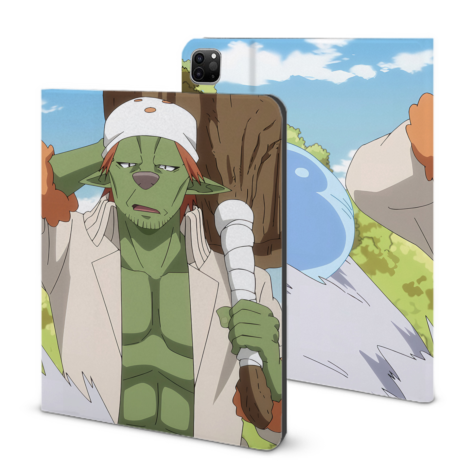 （画像用） 転スラ Regarding Reincarnated to Slime IPad ケース ブック型 PUレザー TPU 耐衝撃 軽量 薄型 ペン収納なし 全面保護 IPad 各モデル対応